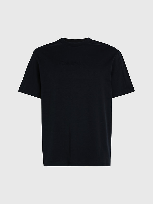 black t-shirt bawełniany z logo dla mężczyźni - calvin klein