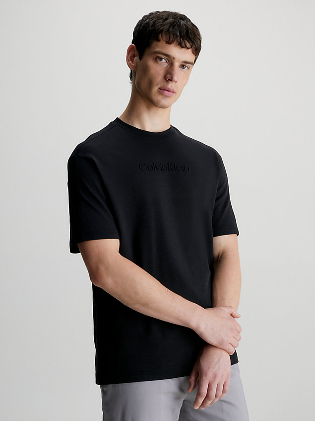 black logo-t-shirt aus baumwolle für herren - calvin klein