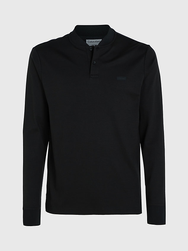 black slim long sleeve polo shirt for men calvin klein