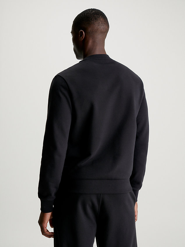 black bluza z logo z bawełny frotte dla mężczyźni - calvin klein