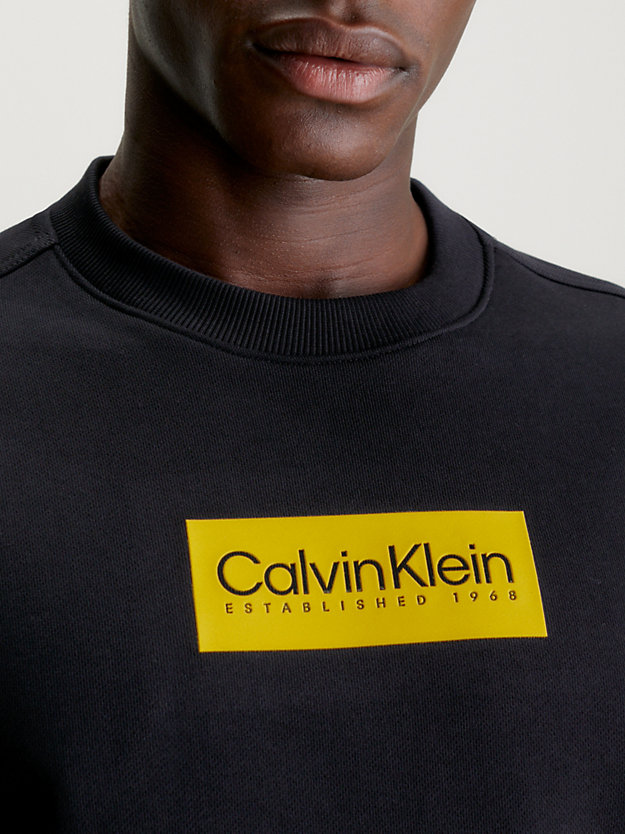 ck black cotton terry logo sweatshirt for men calvin klein