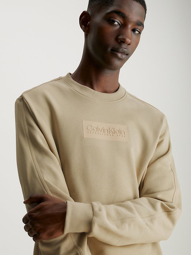 eucalyptus sweatshirt van badstofkatoen met logo voor heren - calvin klein