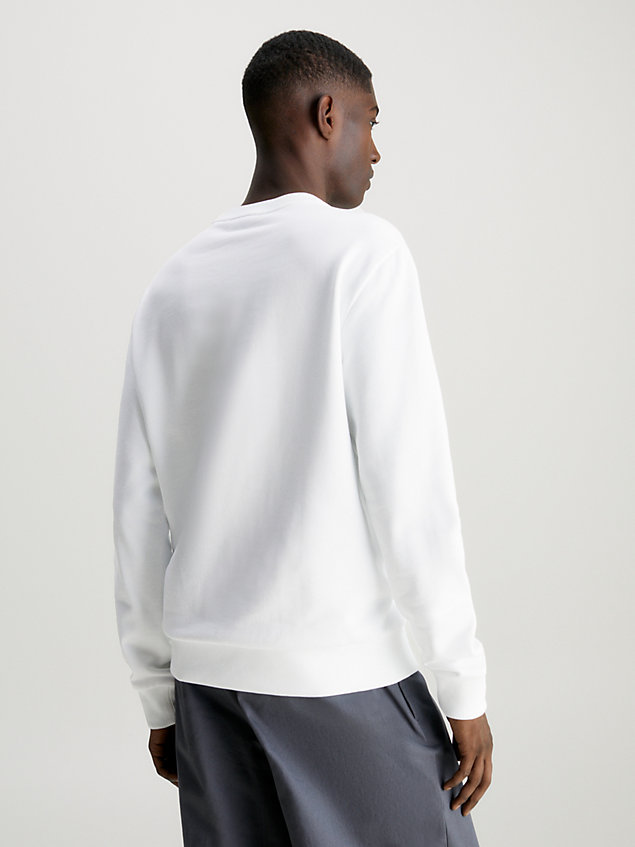 sweat-shirt avec logo en tissu éponge de coton white pour hommes calvin klein