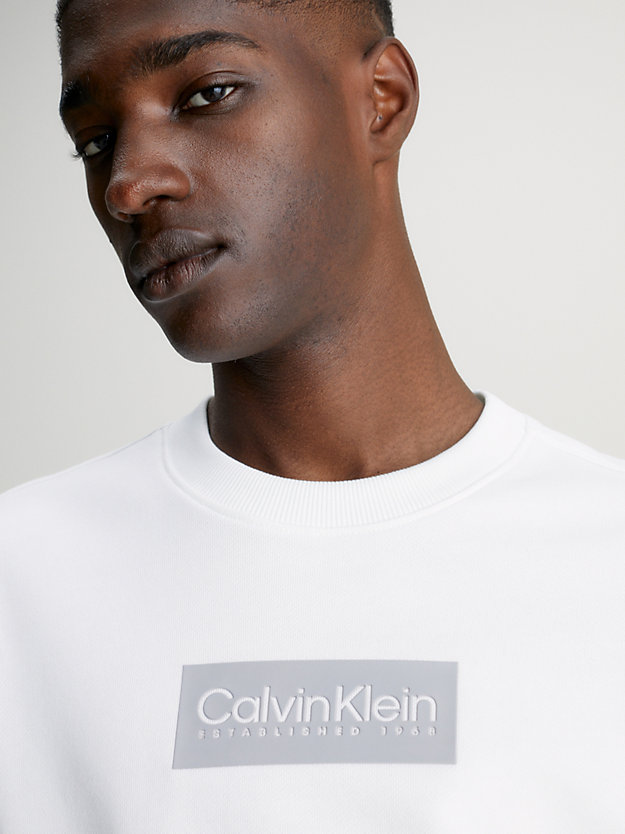 sudadera de felpa de algodón con logo bright white de hombre calvin klein
