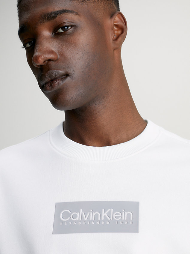 white sweatshirt van badstofkatoen met logo voor heren - calvin klein