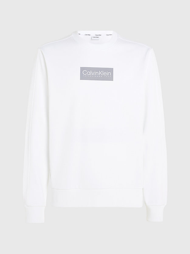 bright white cotton terry logo sweatshirt for men calvin klein