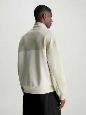 Pull col montant zippé, maille torsadée, vert grisé