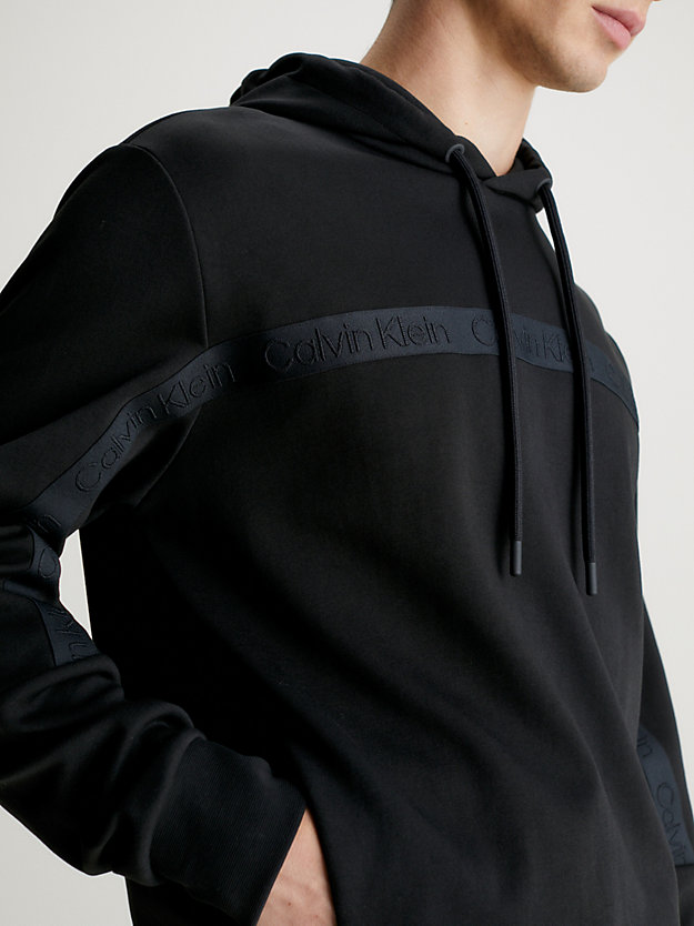 ck black logo tape hoodie for men calvin klein