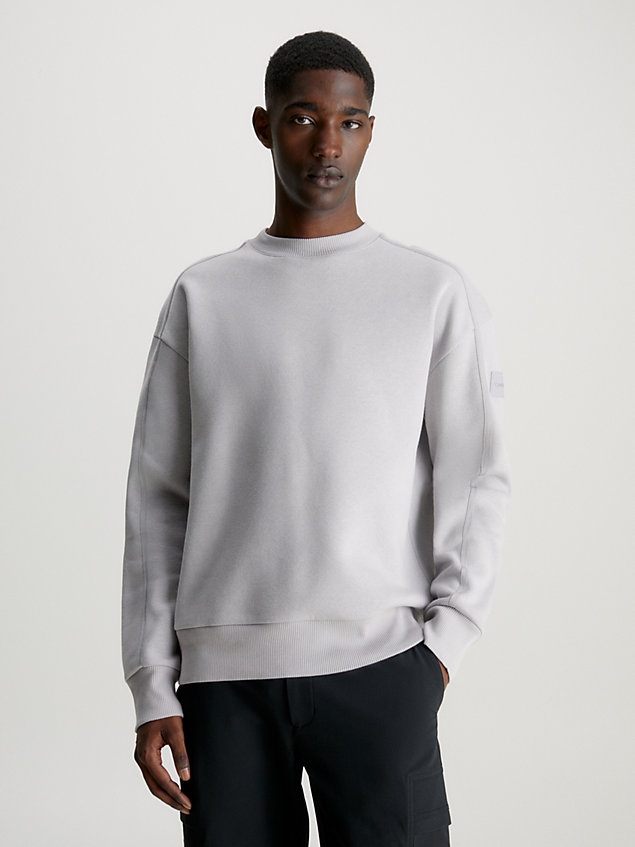 grey soft fleece badge sweatshirt for men calvin klein