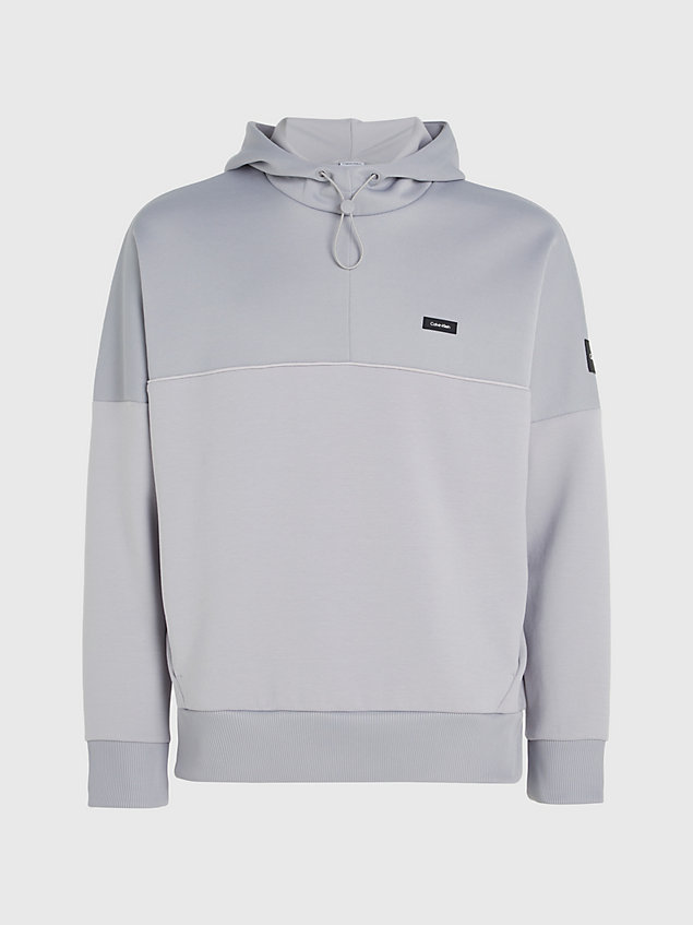 grey material mix piqué hoodie for men calvin klein