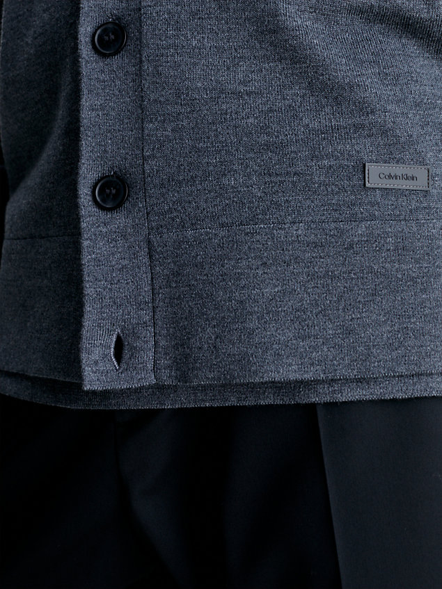 grey merino wool cardigan jumper for men calvin klein