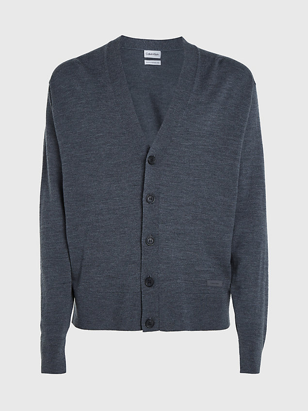 grey merino wool cardigan jumper for men calvin klein
