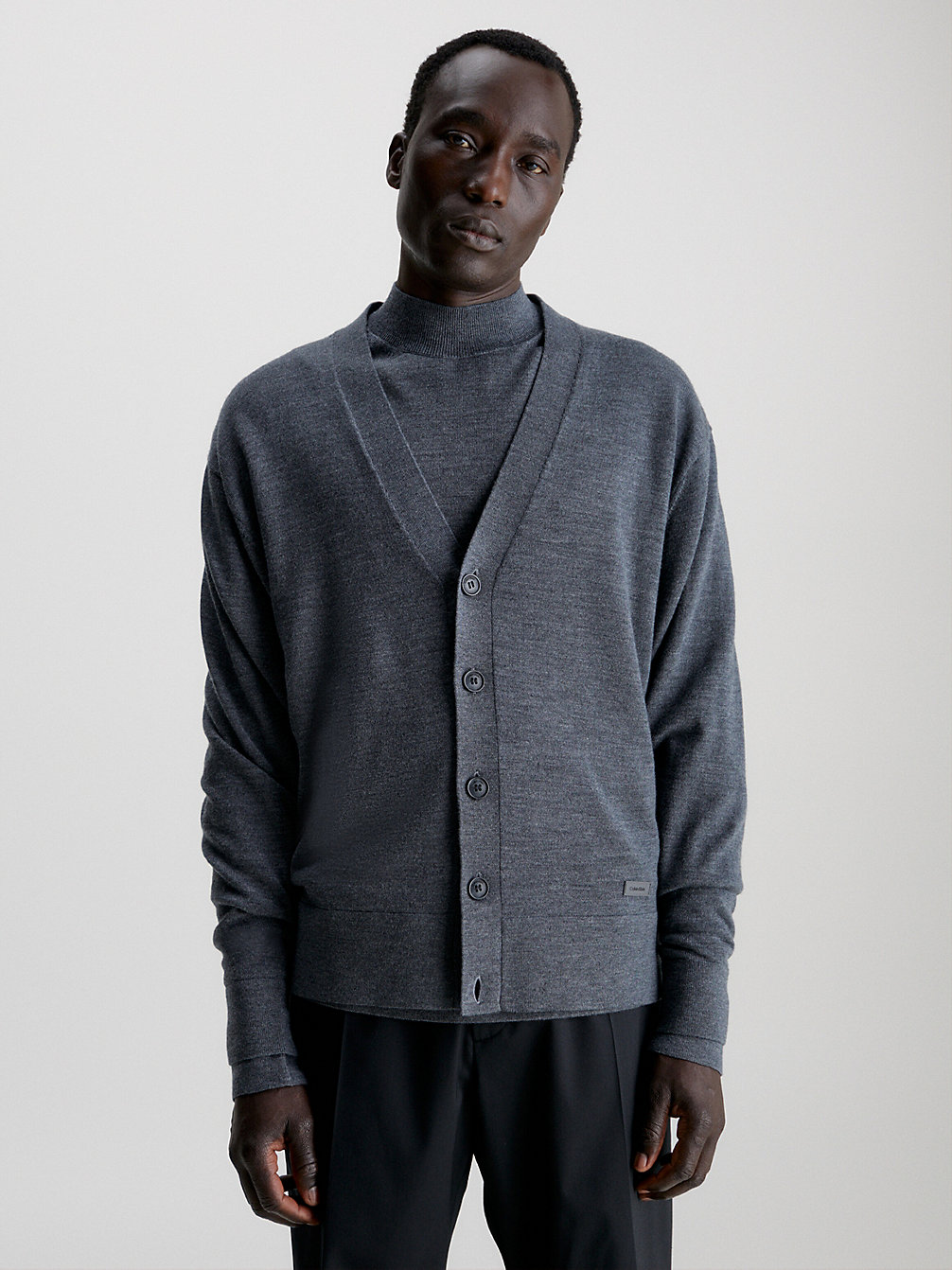 DARK GREY HEATHER Cardigan-Pullover Aus Merinowolle undefined Herren Calvin Klein