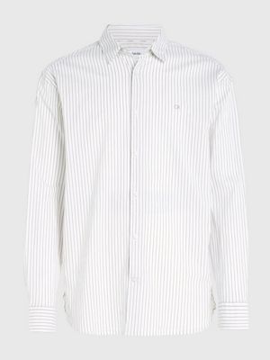 fresh clay relaxed slub cotton stripe shirt for men calvin klein