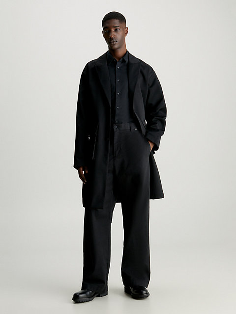 black technical bonded coat for men calvin klein