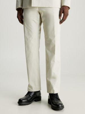 Pantalon fuselé à pinces Beige Homme