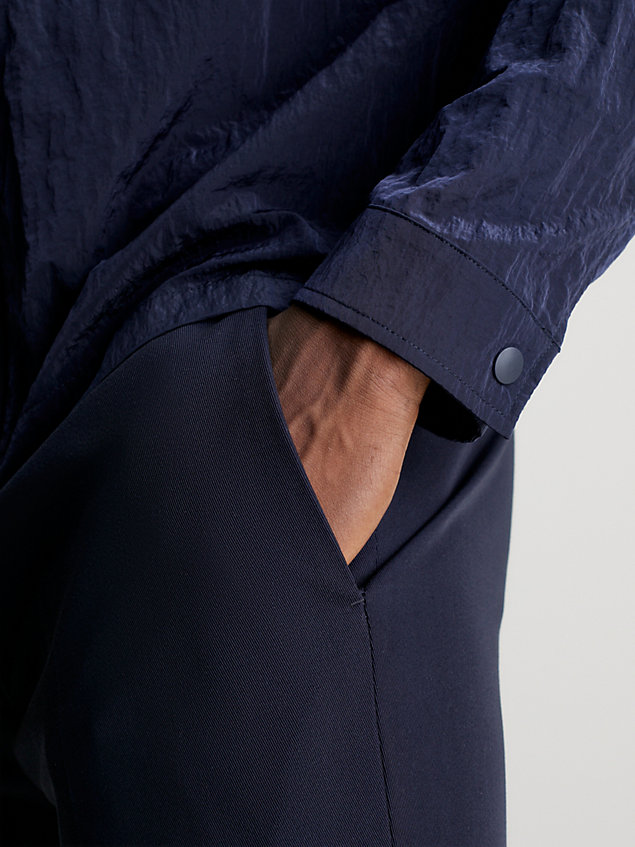 blue spodnie dresowe z miękkiego twillu ze stretchem dla mężczyźni - calvin klein