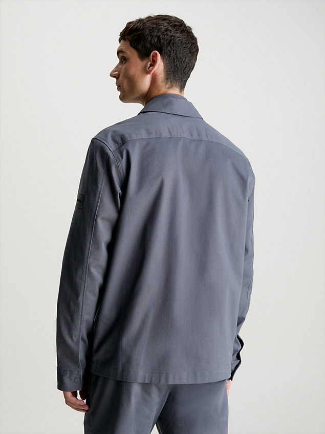 grey overshirt z bawełny z twillem dla mężczyźni - calvin klein