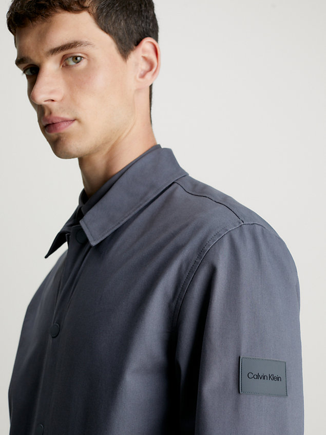 grey overshirt z bawełny z twillem dla mężczyźni - calvin klein