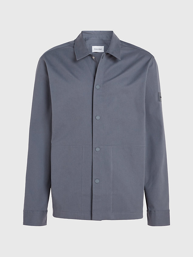 grey cotton twill overshirt for men calvin klein