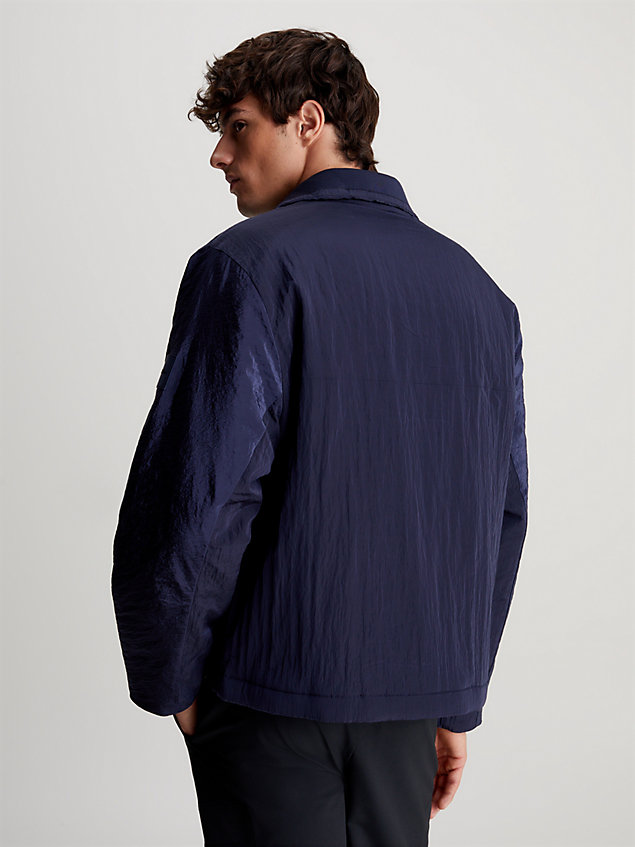 blue crinkle nylon blouson jacket for men calvin klein