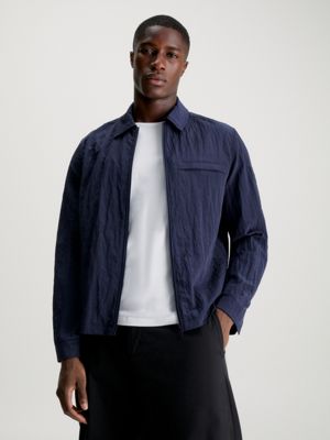 New Calvin Klein Stand Collar Poly Bonded Hipster Jacket Navy Blue Medium  DE1IP