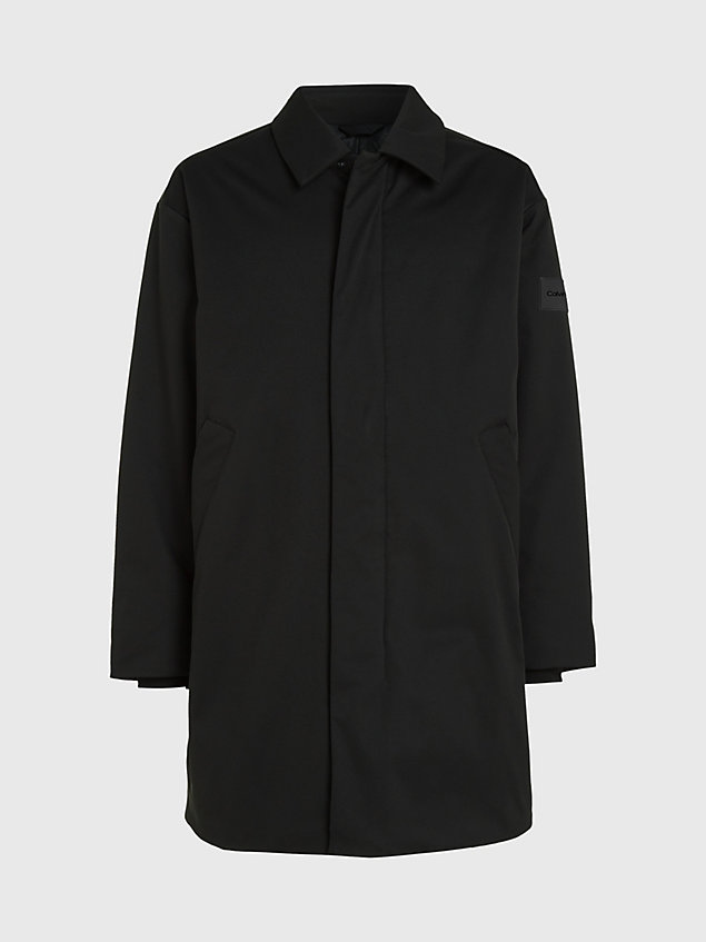 black technical twill padded coat for men calvin klein
