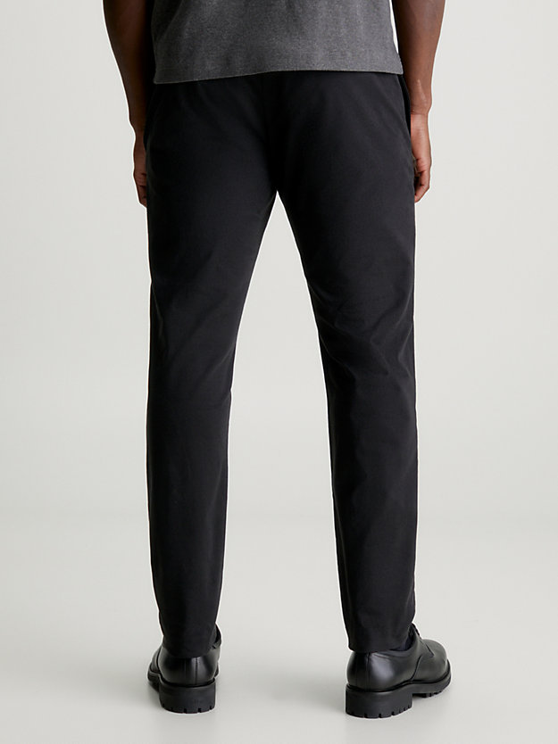ck black cotton twill tapered joggers for men calvin klein