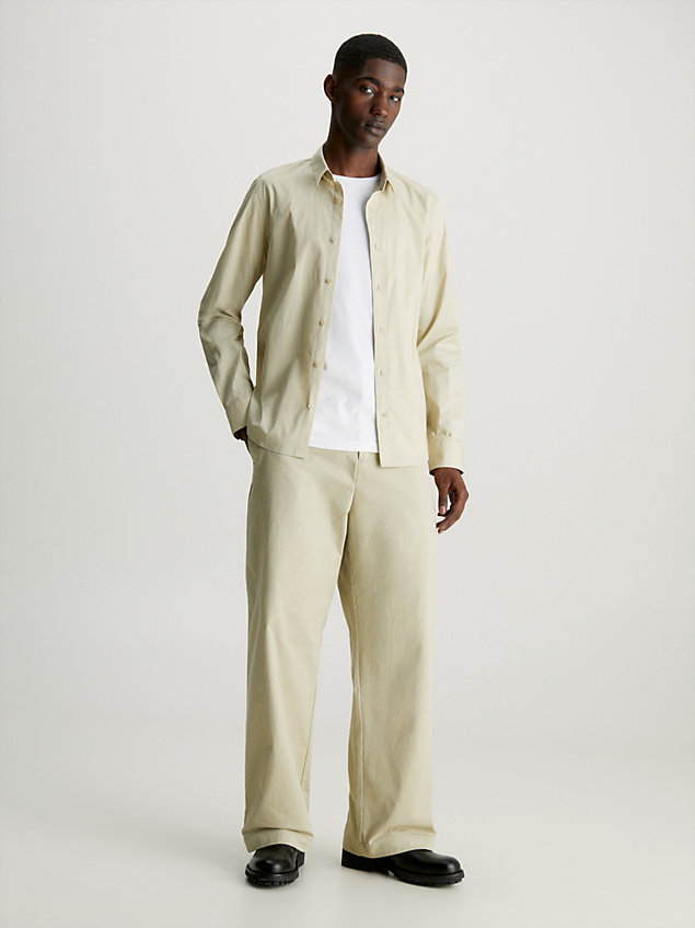 green relaxed cotton twill trousers for men calvin klein