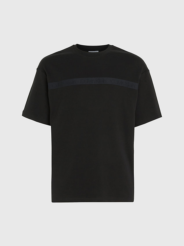 black t-shirt met logo tape voor heren - calvin klein