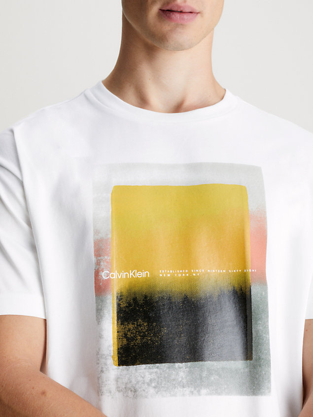 t-shirt con stampa grafica white da uomo calvin klein