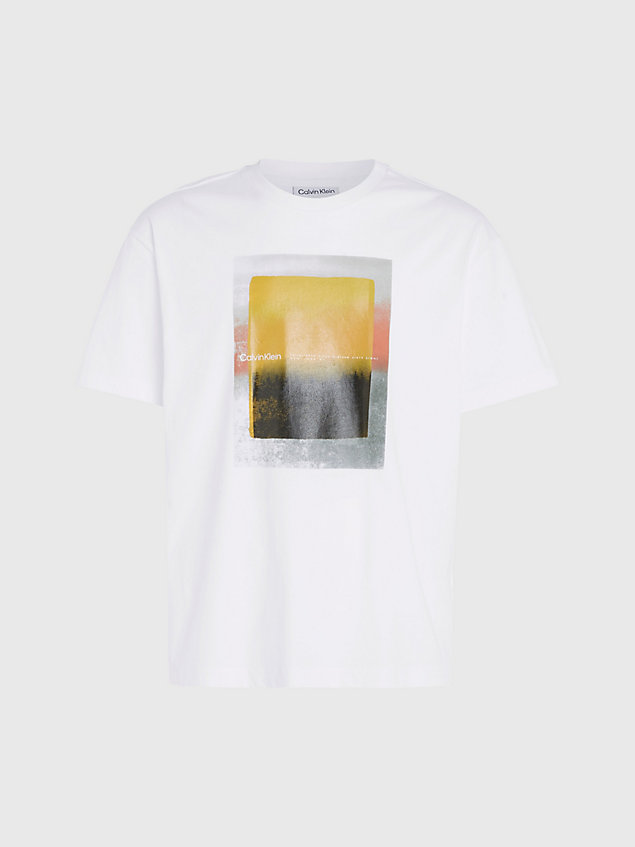 white grafik-print-t-shirt für herren - calvin klein