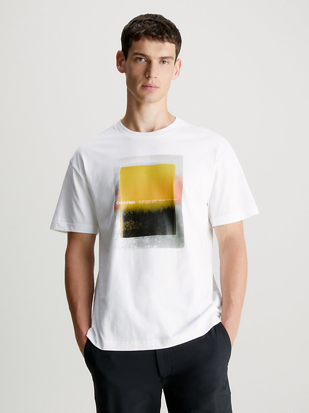 bright white graphic print t-shirt for men calvin klein