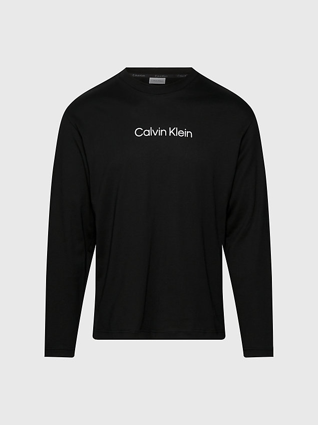 t-shirt a maniche lunghe con logo black da uomo calvin klein