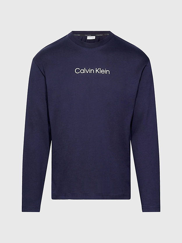 camiseta de manga larga con logo night sky de hombres calvin klein