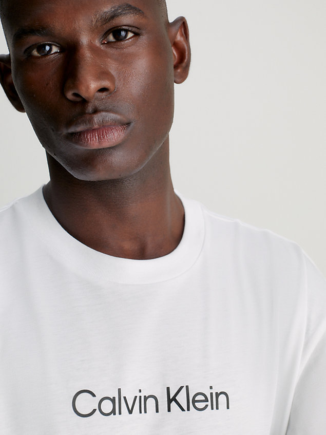 t-shirt à manches longues avec logo white pour hommes calvin klein