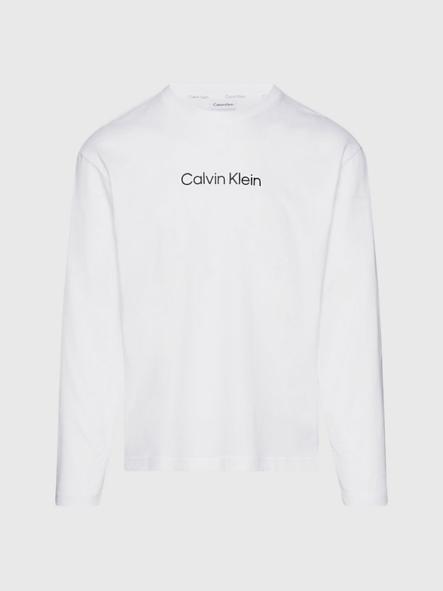 bright white long sleeve logo t-shirt for men calvin klein