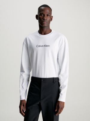 Calvin klein white shop long sleeve t shirt