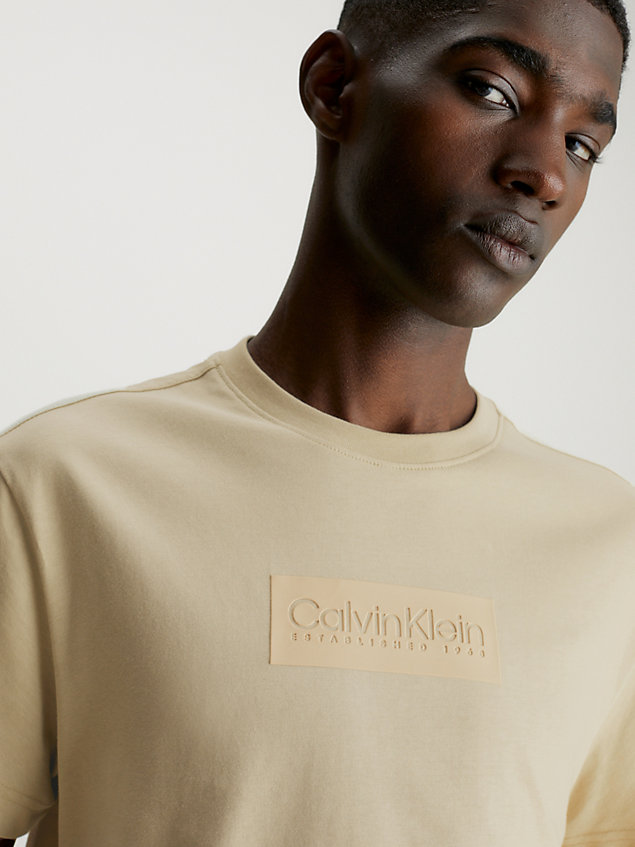 green bawełniany t-shirt z logo dla mężczyźni - calvin klein