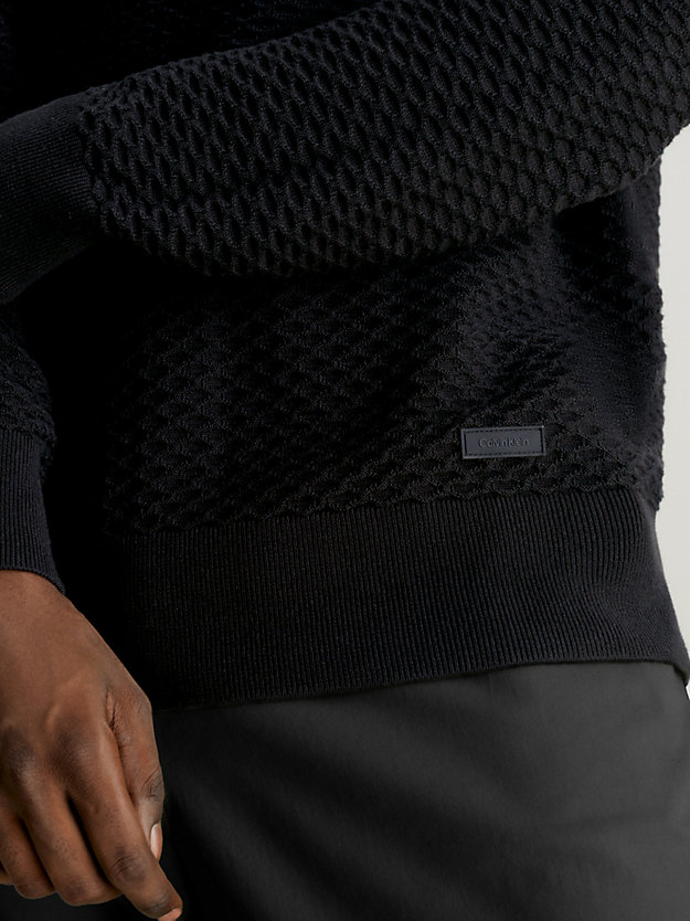 ck black textured cotton jumper for men calvin klein
