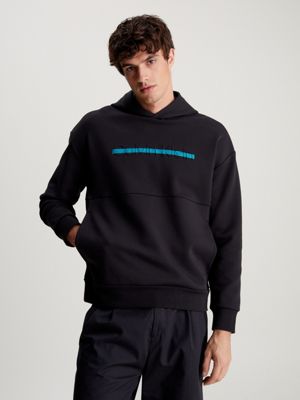 black logo-hoodie für herren - calvin klein