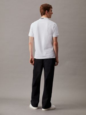 bright white slim logo polo shirt for men calvin klein