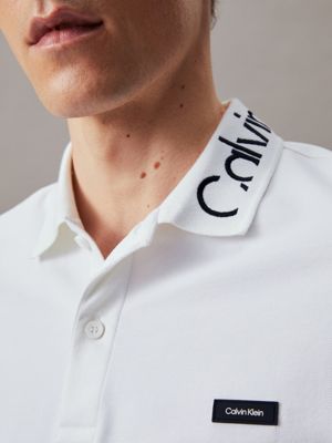 bright white slim logo polo shirt for men calvin klein