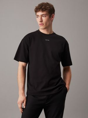 black relaxed cotton interlock t-shirt for men calvin klein