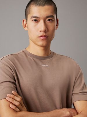 t-shirt in cotone interlock taglio relaxed fossil da uomini calvin klein