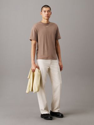 t-shirt in cotone interlock taglio relaxed fossil da uomini calvin klein