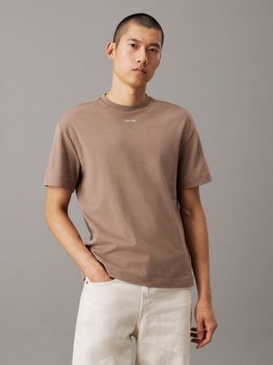 grey relaxed cotton interlock t-shirt for men calvin klein