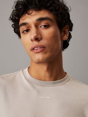 vintage khaki relaxed cotton interlock t-shirt for men calvin klein