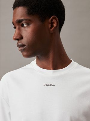 bright white relaxed cotton interlock t-shirt for men calvin klein