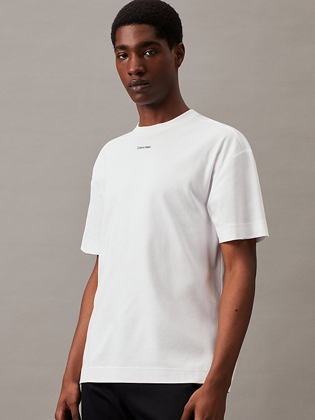 t-shirt con logo in cotone white da uomini calvin klein